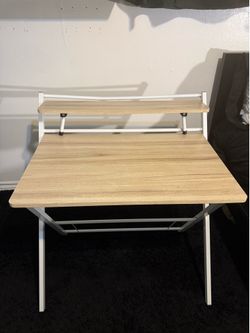 Folding Computer Desk with Monitor Shelf
