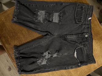 Black Distressed Levi Denim Jean Shorts
