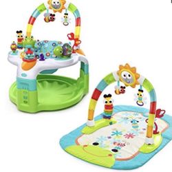 Bright Starts 2 in 1 Laugh & Lights Activity Gym and Saucer, Green