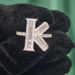 INTIAL "K" VVS D MOISSANITE  AND 925 STERLING SILVER 