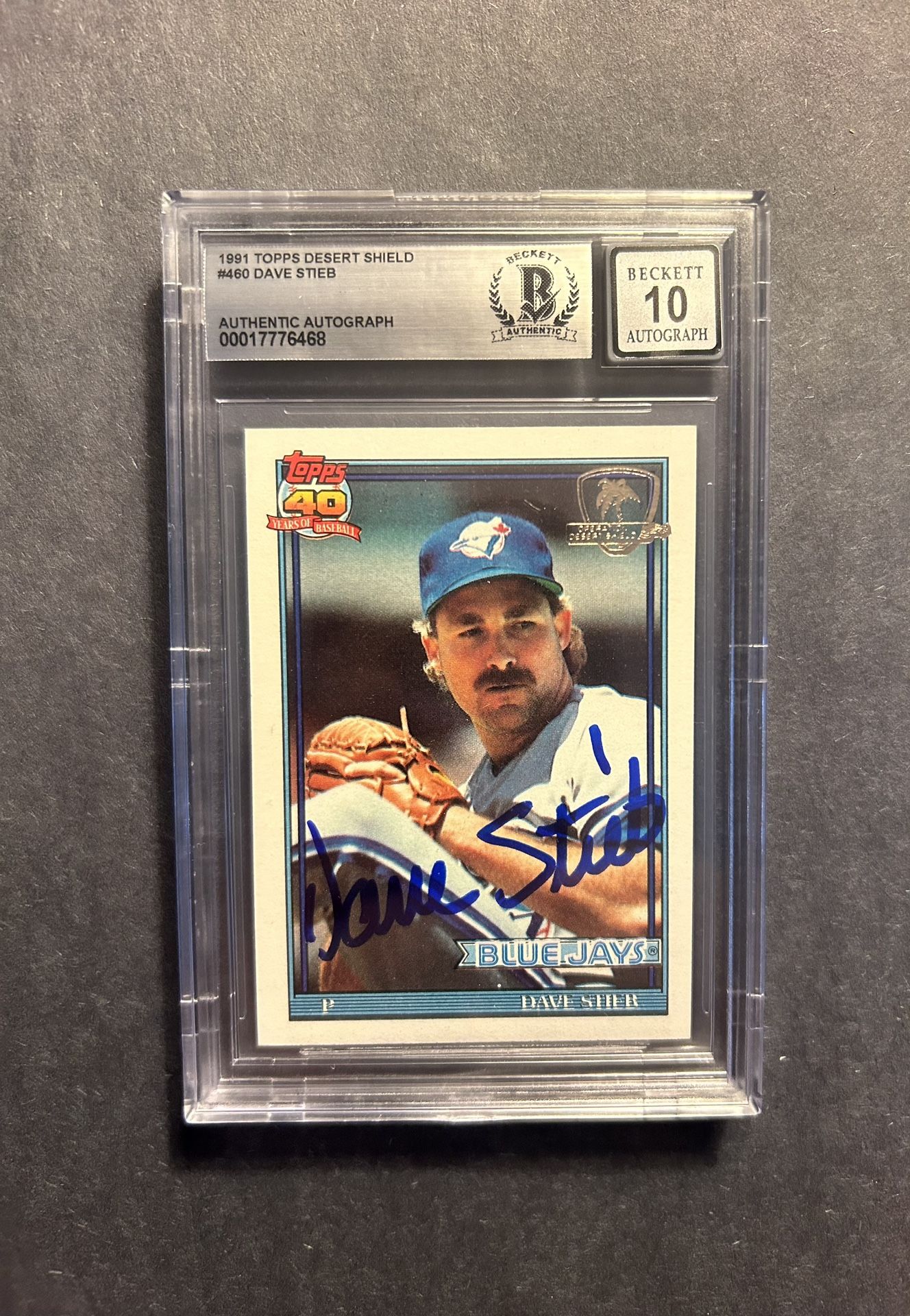 1991 Topps Desert Shield Dave Stieb signed.Beckett Authenticated "10" Autograph. Negotiable 