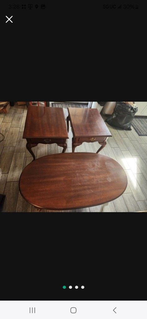 3 Piece Solid Wood End Tables And Coffee Table Set Usa