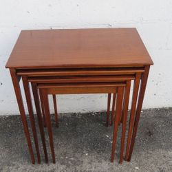 Mid Century Modern Large Tall Nesting Side End Tables Set Of Four 3931
