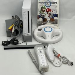 Nintendo Wii Console Bundle With Mario Kart White RVL-001