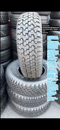 SET OF FOUR USED TIRES ALMOST NEW 235/75/15 GOOD YEAR 