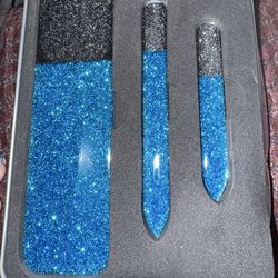 NEW Regine Beauty Laser-Etched Hardened Glass 3-piece Mani-Pedi File Set