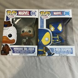 Marvel Funko Pops Howard The Duck & X-men Deadpool