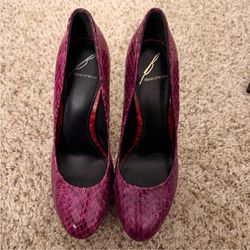 Brian Atwood Fuchsia Snakeskin Heels