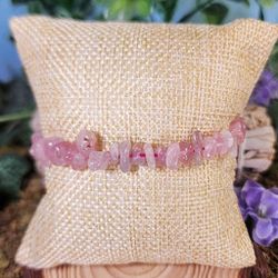 Rose Quartz Crystal Chip Bracelet #3