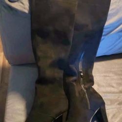 New Black Suede Over-the-Knee Boots
