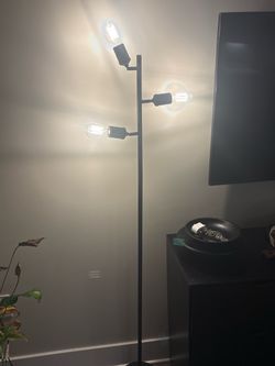 3-Light Industrial Floor Lamp Black