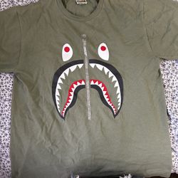 BAPE Shark Face Tee Olive Green – Authentic – Clean