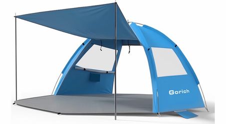Gorich Beach Tent Sun Shelter with Canopy, Easy Setup UPF50+ UV Protection Sun Shade for 3-4/5-6/7-8 Person, Lightweight & Compact Beach Umbrella for 