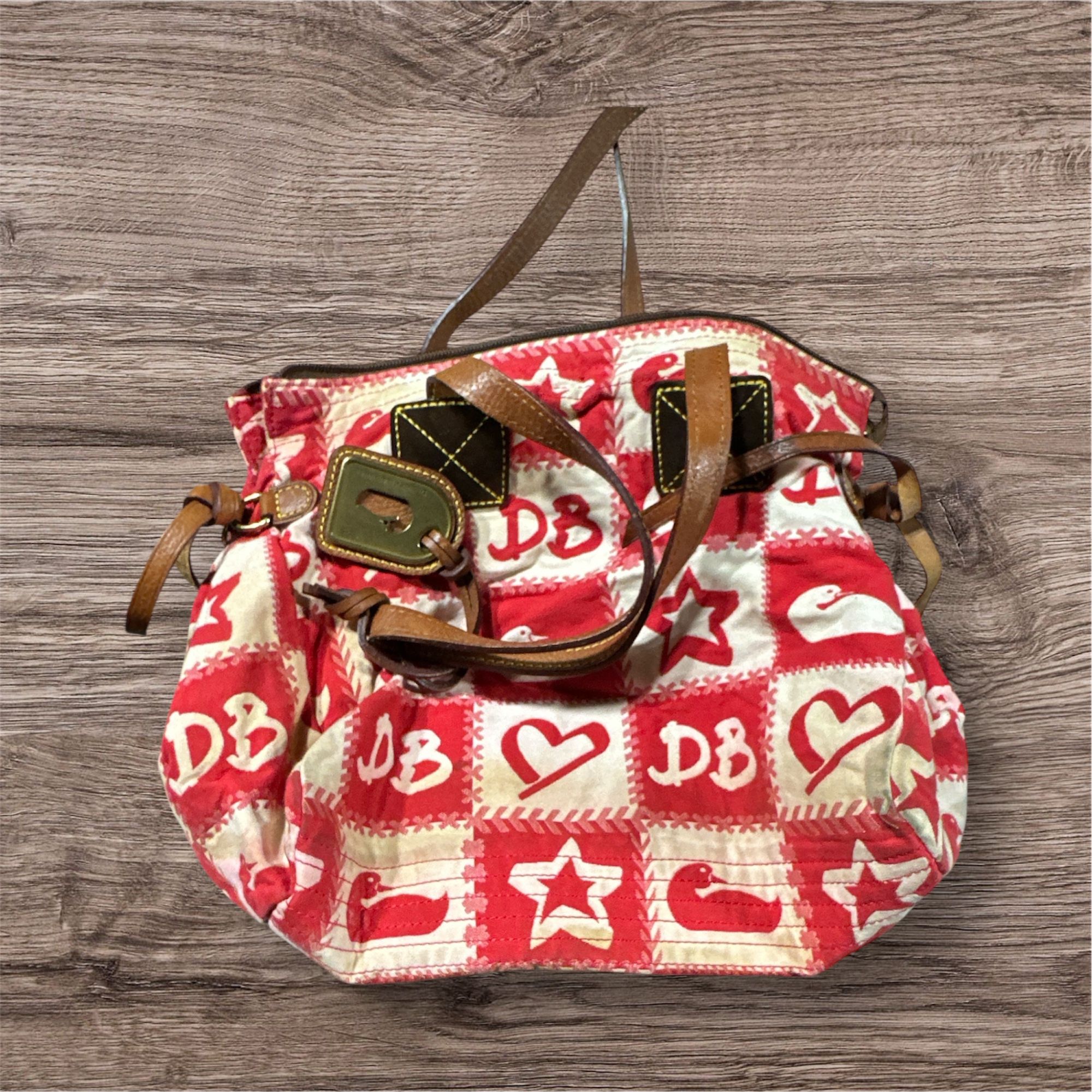 Dooney & Bourke Patchwork Tote Bag – Red/White Quilted Print