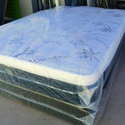 Full Size Set Mattress 12" Europillowtop And Orthopedic Brand New 