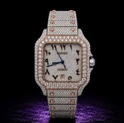 Iced out Cartier santos diamond