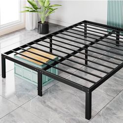  Bed Frame Queen - No Box Spring Needed Heavy Duty Metal Platform Bedroom Frames Queen Size with Storage Space, 14 Inches High, Sturdy Steel Slat Supp