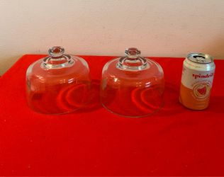 *$5 EACH* NEW Heavy Clear Glass Cloche Dome Cover 6 3/8” x (4”H -5 1/2”H) 1/8” Thick Glass