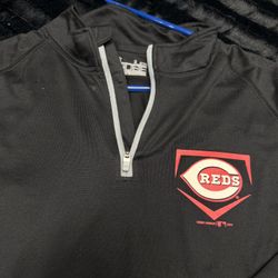 Under Armour Cincinnati Reds Long Sleeve Dri Fit Men’s Large Black 1/4 Zip! 