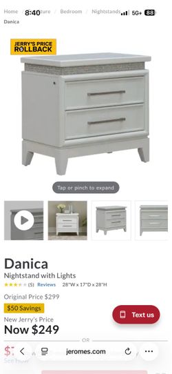 Danica Nightstand with Lights – White