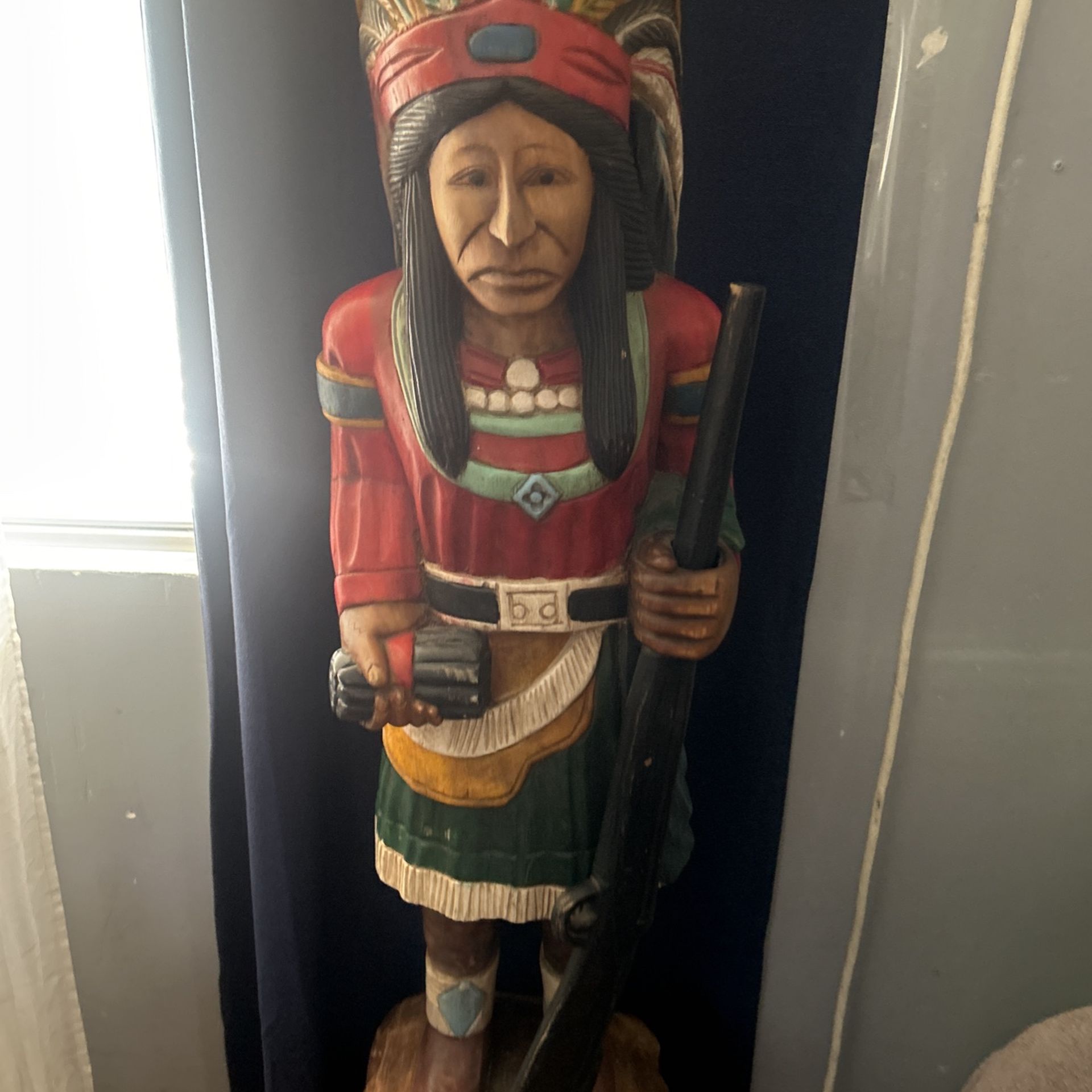 Wooden Cigar Indian  Carved Statue