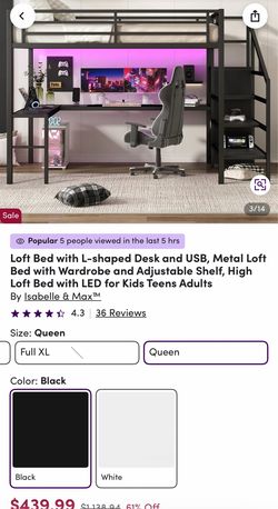 Queen loft bed w closet