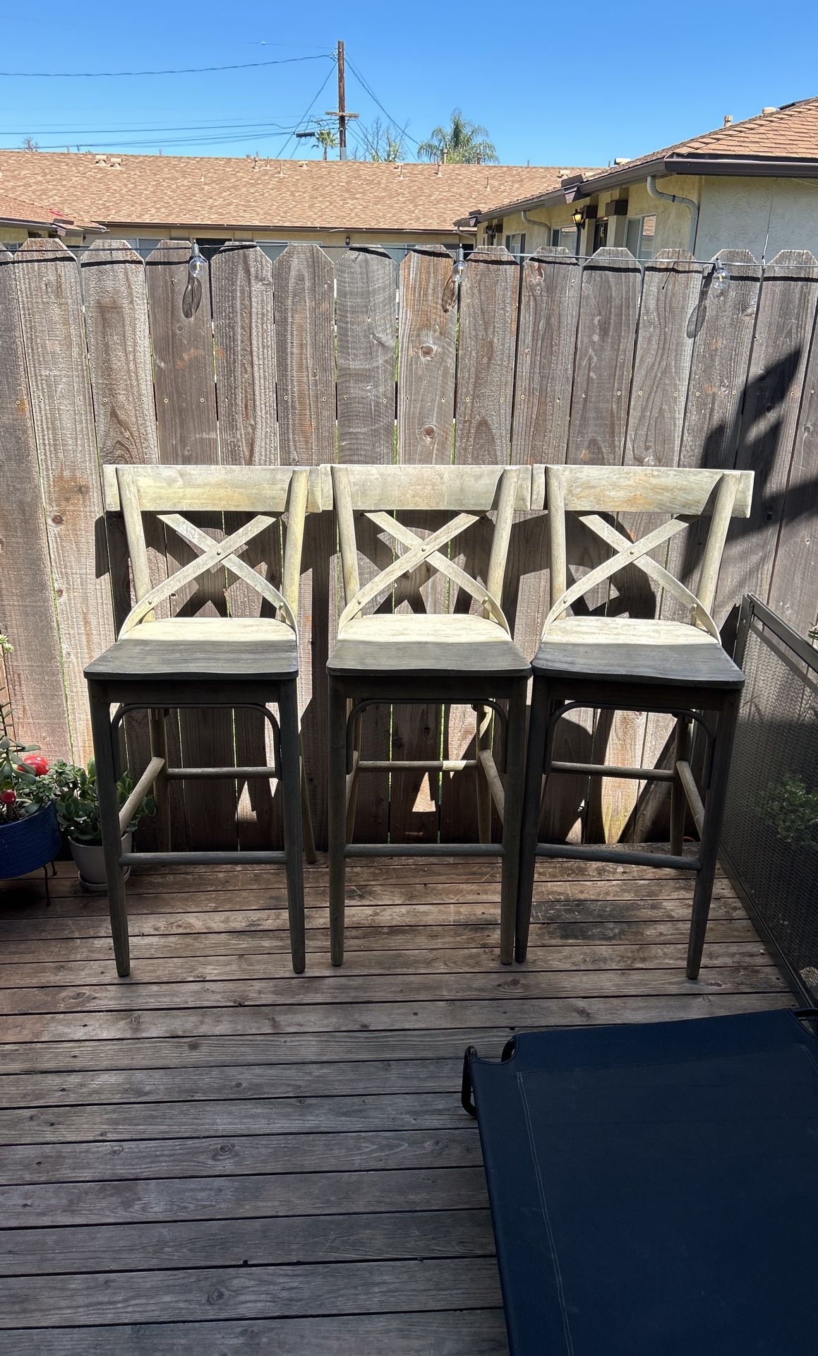 Three Wooden Bar Stools