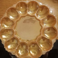 Vintage Peach Deviled Egg Platter 