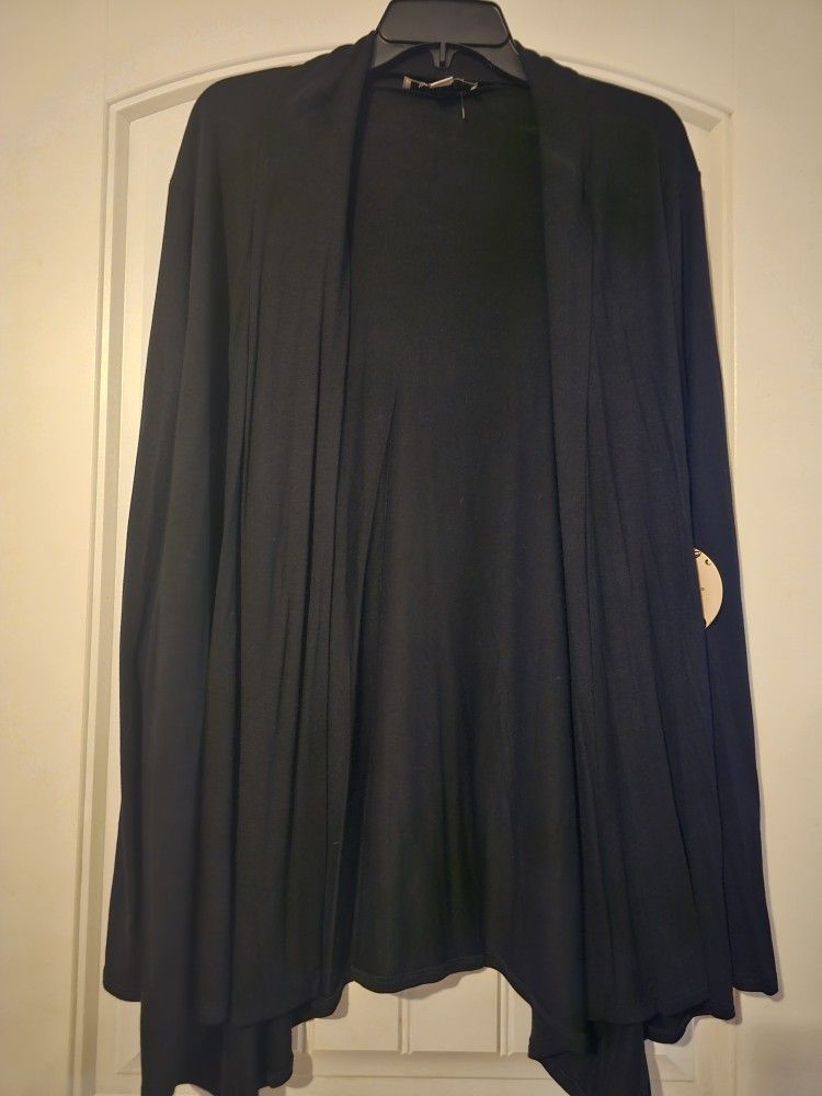 New Woman's Size 2x Or 3x Black Cardigan (95%Polyester 5% Spandex)
