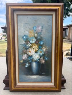 Vintage Original Floral Painting signed by T.Kelly