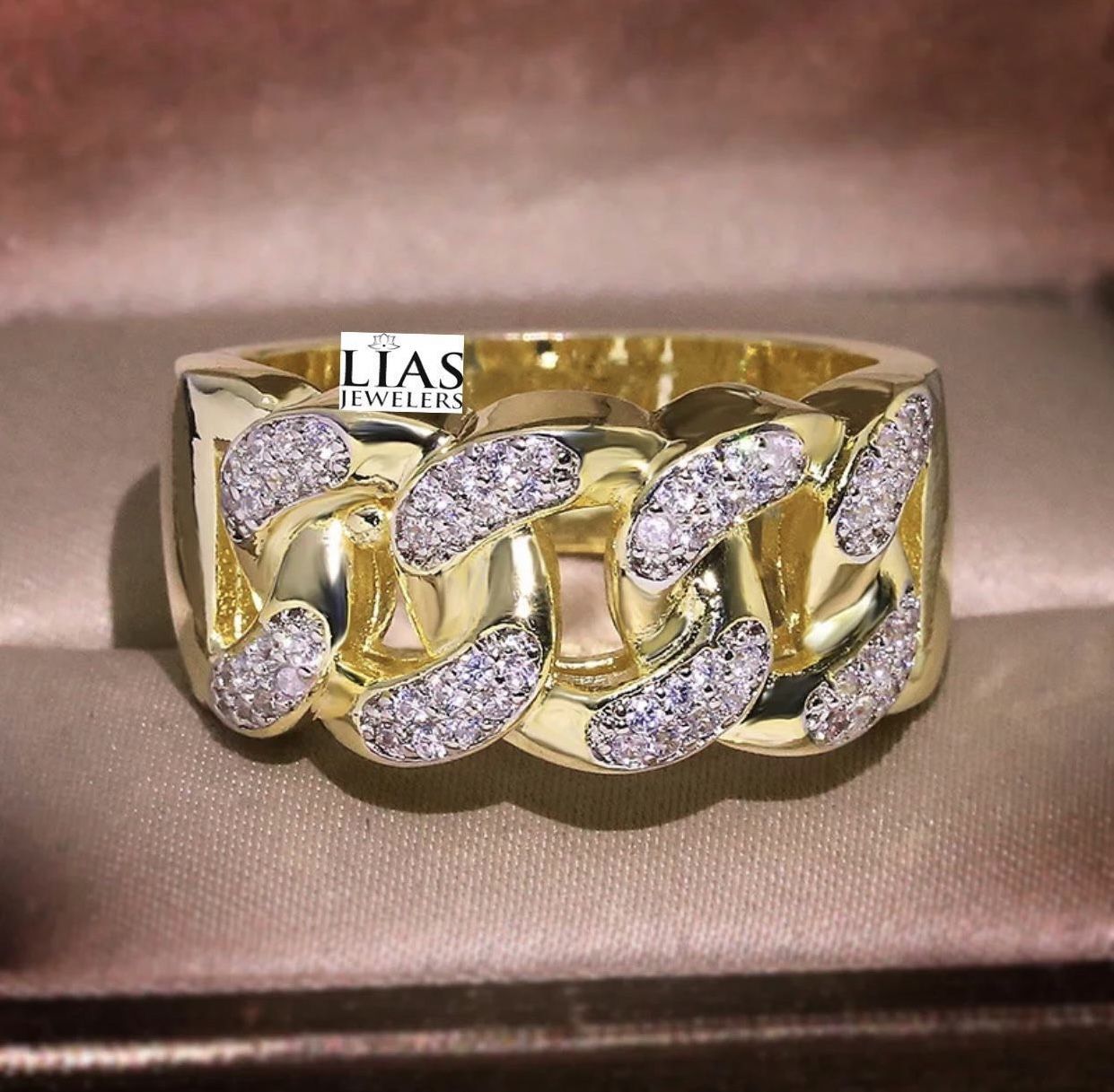 New 18k Yellow Gold Men Weddinf Ring 