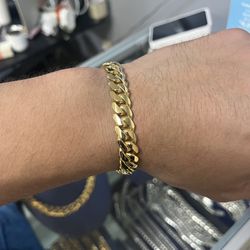 ☀️🌴 BEAUTIFUL 12MM MIAMI CUBAN LINK BRACELET 7.5” 👑 GOLD OVER SILVER