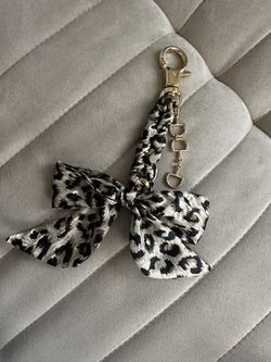 Leopard Print Bow Bag Charm with Gold-Tone Accents