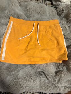 Yellow Mini Skirt with White Side Stripes