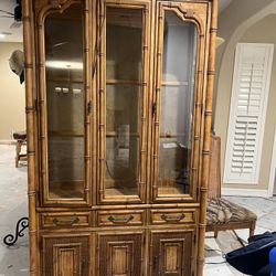 Vintage Cabinet Coastal Rattan FREE Pick Up By Saturday 12/13 Noon