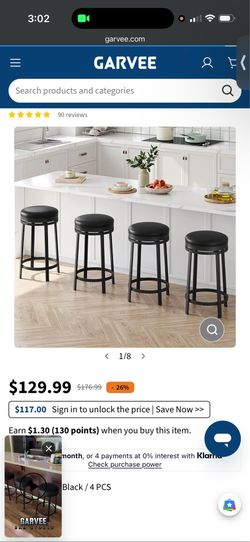 Black Barstools 4 Piece Set