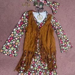 New Small Hippy Hippie Costume Dress Vest Boho 60s 70s Outfit Vintage