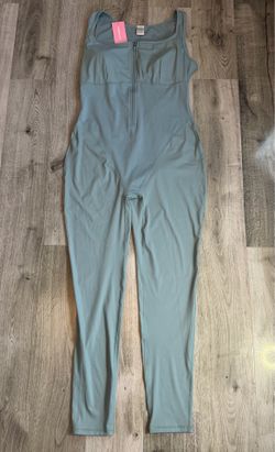 Shes Waisted Sauna Sculpt Compression Jumpsuit Dusty Blue Size XXL NWT Sweat Suit