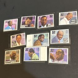 1995 Jazz Musicians Complete Set 10 MNH Stamps - Scott 2983-92 - w/ Selvage 