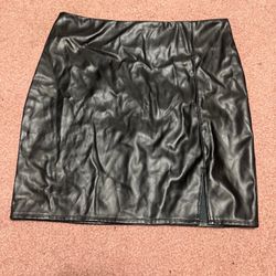 New small black pleather mini skirt goth gothic retro pencil