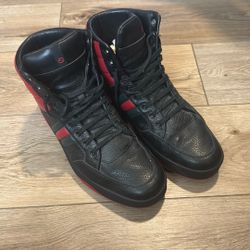 Gucci Black/Red Leather Praga Karibu High Tops 