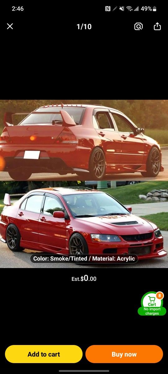 N.I.B 2002-2007 Mitsubishi Lancer Rain Guards