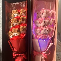 Ramo de flor eterna de labubu con luz