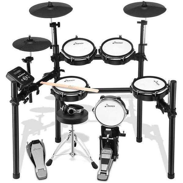 Donner DED-200 Electronic Drum Set Kit w/ 5 Drums, 3 Cymbals, Headphones, and Drum Throne

