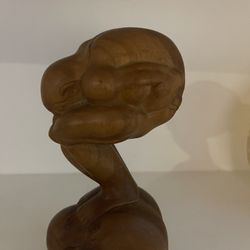 Double Yogi Wood Sculpture from Bali, "Double Yogi" brings good luck