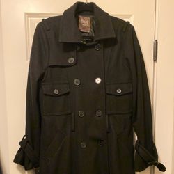 Max Azria Wool/Polyester Long Peacoat Size L