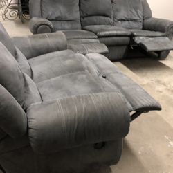 Heavy good condition like new living room set sofa and loveseat recliners