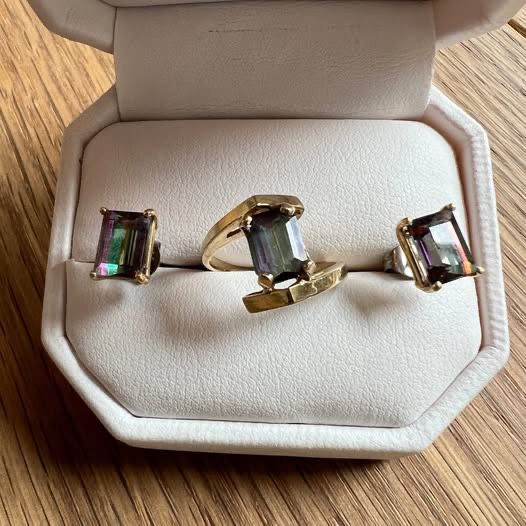 Rainbow Topaz Ring, Earrings, Bracelet and Pendant Set