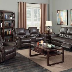 New In The Box 📦 Recliner Leather Living Room Sofa And Love Seat - Delivery And Financing Available 