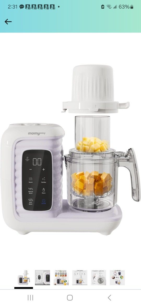 Baby Food Maker, Multifunction Baby Food Processor Chopper Grinder, Baby Food Steamer and Puree Blender in-One, with Bottle Warmer, Auto Cooking & Gri